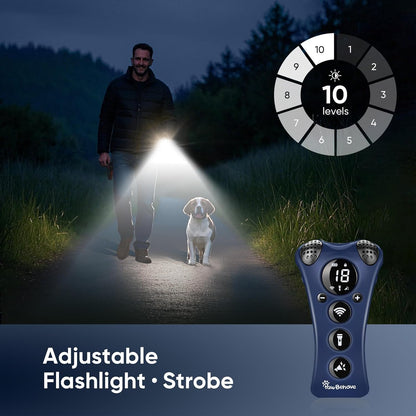 Ultrasonic Dog Bark Deterrent Device –10-Level Adjustable Anti Barking Trainer with Flashlight