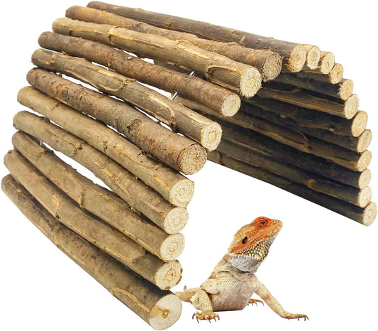 BNOSDM 12.99"x 18.89" Reptile Hideout Wooden Bridge Lizard Hide Caves Bearded Dragon Habitat