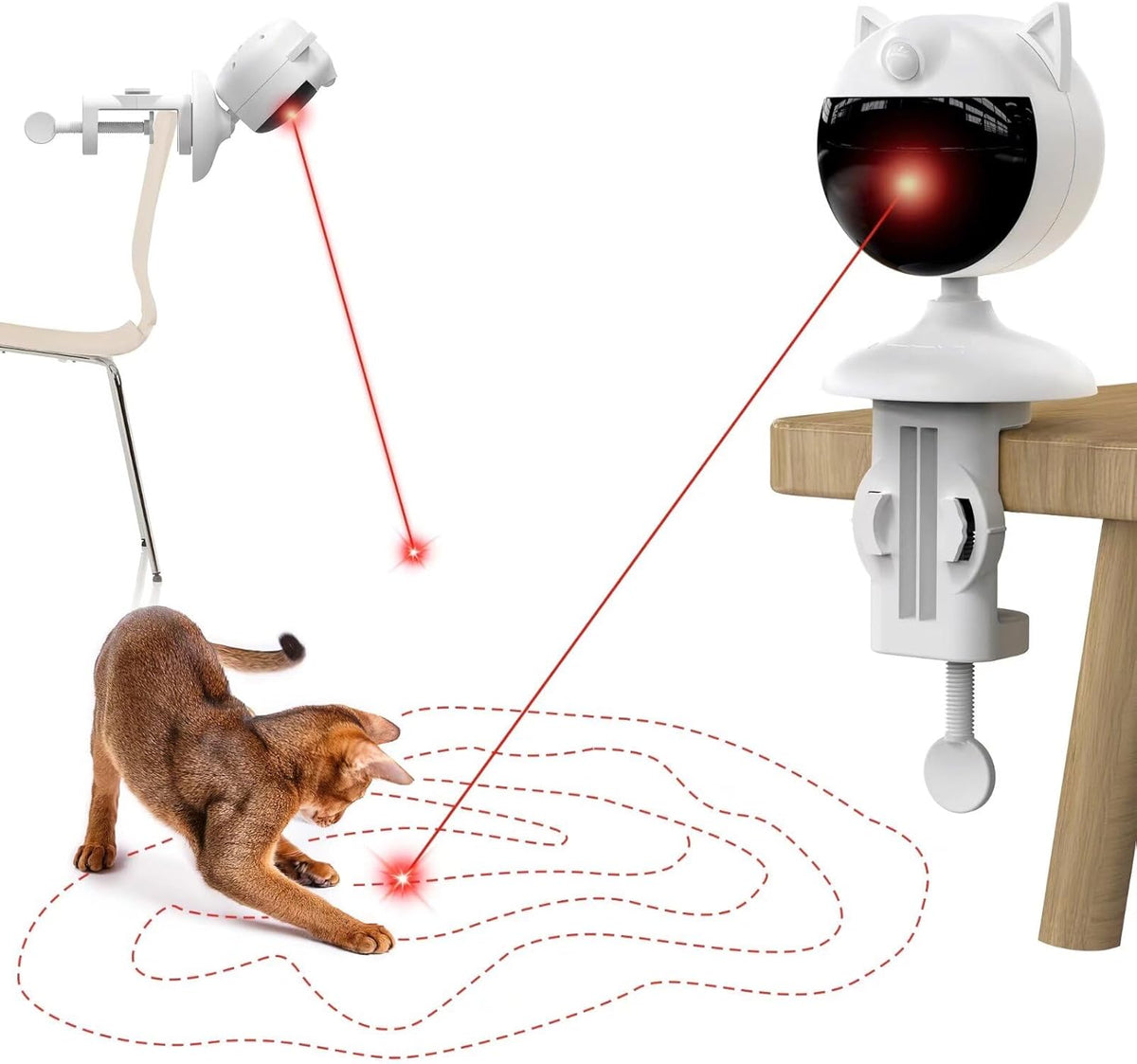 Potaroma Smart Sensor Cat Laser Toys Interactive, Motion Activated Truly Random Trjajectory, Clamp
