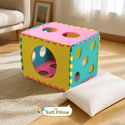 Cat Houses for Indoor Cats, Cute Cat Bed Cave with Soft Pillow, Cat Cube for Multiple Large Cats