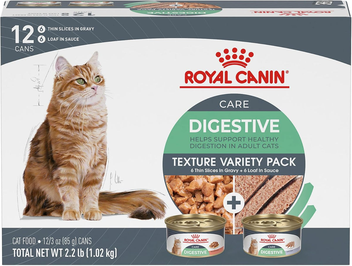Royal Canin Feline Care Nutrition Digestive Care Wet Cat Food Variety Pack, 12 Pack, 2 Varieties, 3