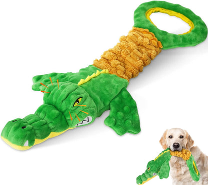 Large Dog Toys, Plush Squeaky Dog Toy with Crinkle Paper and Tug of War Handle, Interactive Puppy
