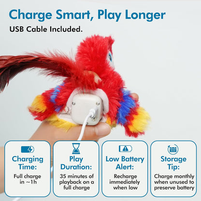 Vannon Cat Toys Flapping Bird(Cannot Fly), Rechargeable Touch Activated Kitten Toy Interactive Cat