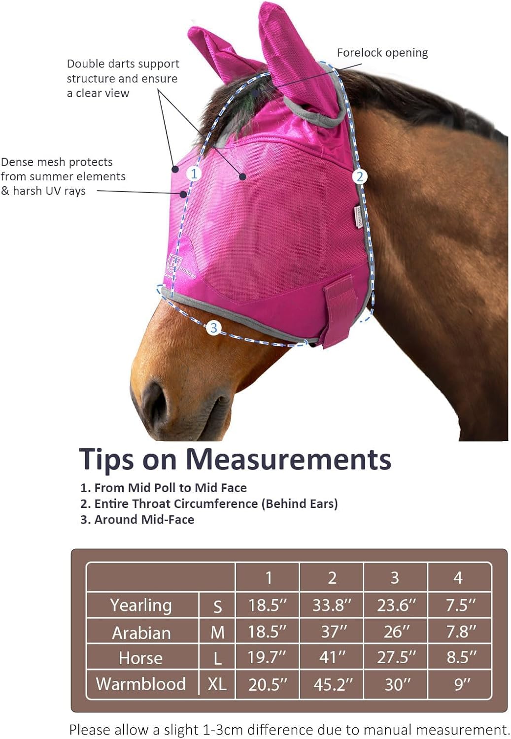 Harrison Howard UV-proof Multi-Function Fabrics Thick Fleece Padding Horse Fly Mask Half Face with
