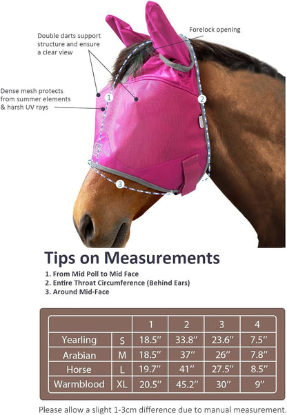 Harrison Howard UV-proof Multi-Function Fabrics Thick Fleece Padding Horse Fly Mask Half Face with