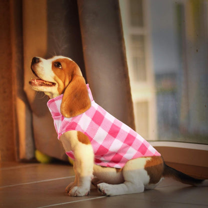 ASENKU Dog Sweater, Plaid Dogs Fleece Vest, Soft Comfortable Pet Pajamas, Warm Winter Puppy Shirt