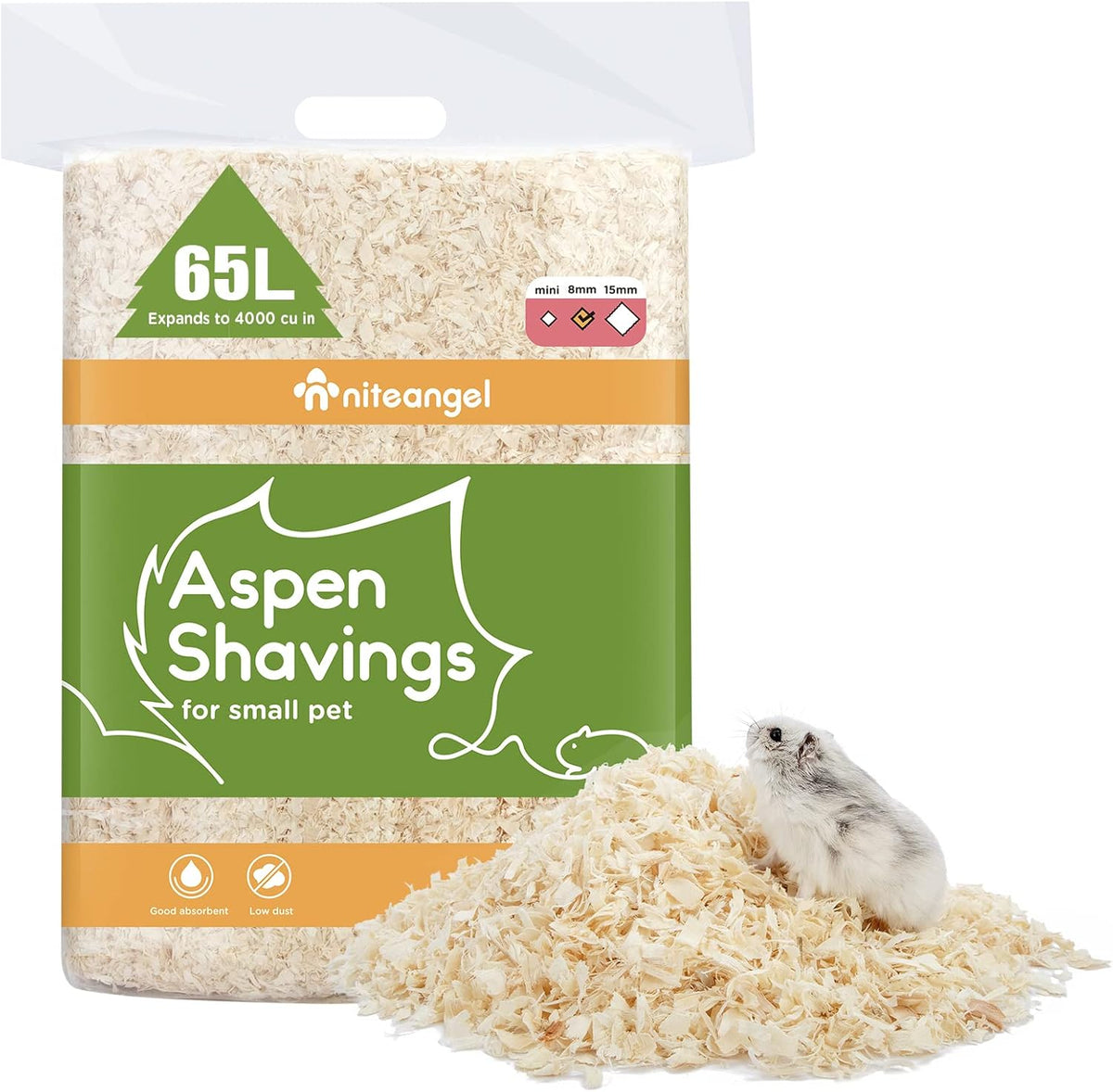 Niteangel Aspen Shaving Hamster Beddings for Syrian Dwarf Hamster Gerbil Mice Degu Rat Rabbit Bunny