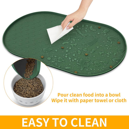 KPWACD Pet Placemat for Dog and Cat, Anti-Slip Waterproof Dogs Feeding Bowl Mat Prevent Food and