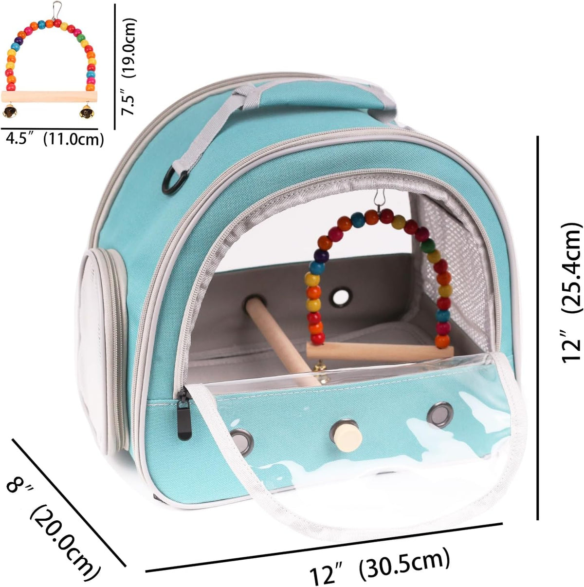 Portable Parrot Travel Cage Carrier with Small Swing Toy&Cage Colorful Toys Set Small Bird Parakeet