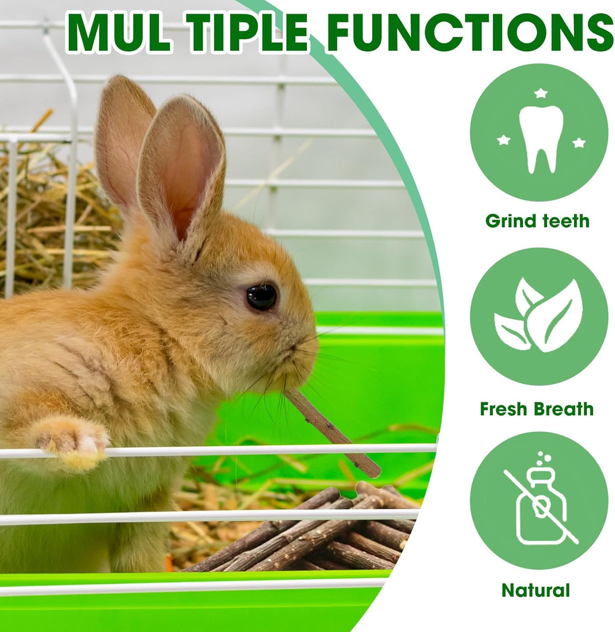 250g Natural Peach Wood Chew Sticks for Rabbits, Hamsters, Chinchillas - Extra Hard Teeth Grinding