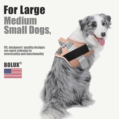 Bolux Dog Harness, No-Pull Reflective Dog Vest, Breathable Adjustable Pet Harness with Handle for