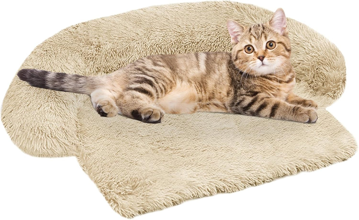 Calming Dog Bed Fluffy Plush Dog Mat for Furniture Protector with Removable Washable Cover for
