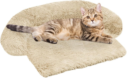 Calming Dog Bed Fluffy Plush Dog Mat for Furniture Protector with Removable Washable Cover for