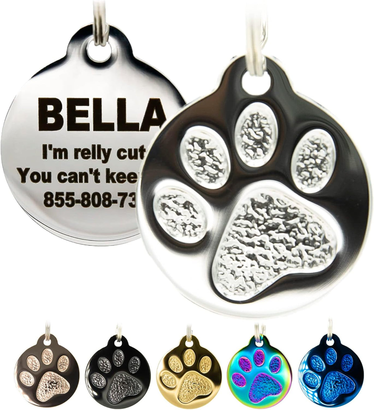 Engraved Pet Tag for Dogs and Cats - Personalized Front & Back up to 4 Lines of Text Custom