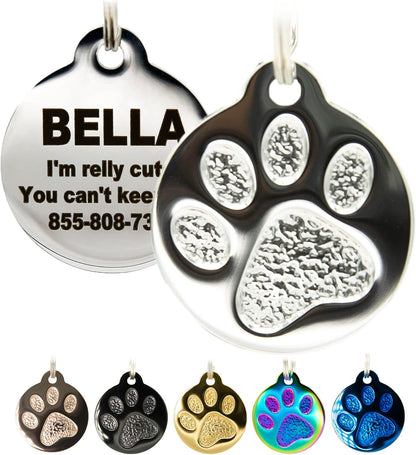 Engraved Pet Tag for Dogs and Cats - Personalized Front & Back up to 4 Lines of Text Custom
