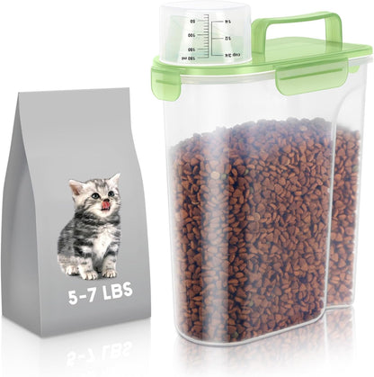 5-7Lbs/6Qt Dog Cat Storage Container Portable with Upgraded Large Spout and Cup, Plastic Pet Food