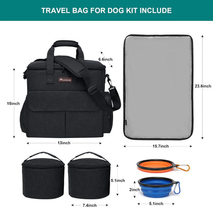 Dog Travel Bag by Modoker - Dog Travel Kit for a Weekend Away Set Includes Pet Travel Bag Organizer