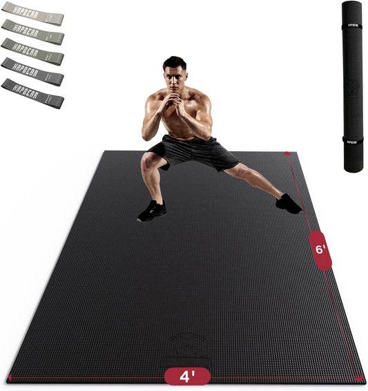 HAPBEAR Extra Large Exercise Mat-7'x5'/6'x8'/6'x9'/6'x10'/6'x12'x8mm(1/3 inch),Non-Slip, Ultra
