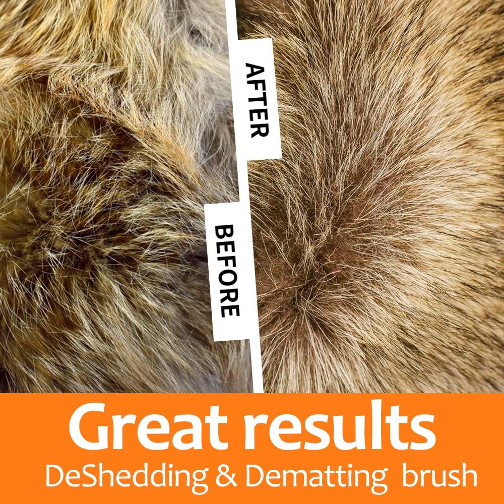 Undercoat Rake for Dogs, 2 in 1 Dematting Comb & Deshedding Tool for Long Hair Pets, Pet Hair