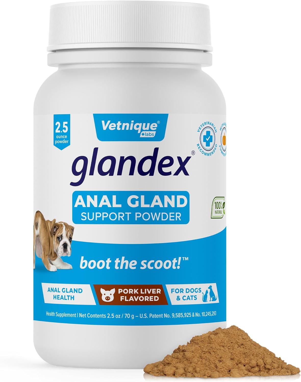 Vetnique Labs Glandex Dog Fiber Supplement Powder for Anal Glands with Pumpkin, Digestive Enzymes &