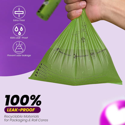 Dog Poop Bags-150 Counts with Holder (10 Rolls), Biodegradable Poop Bags, Eco-friendly and Easy to