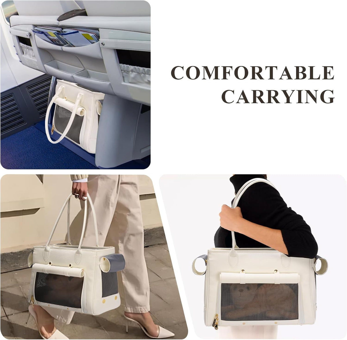 Fashion Pet Carrier Purse for Small Cat and Dog, Luxury Pu Soft-Sided Tote Bag with Large Pockets