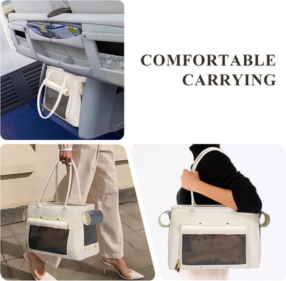 Fashion Pet Carrier Purse for Small Cat and Dog, Luxury Pu Soft-Sided Tote Bag with Large Pockets