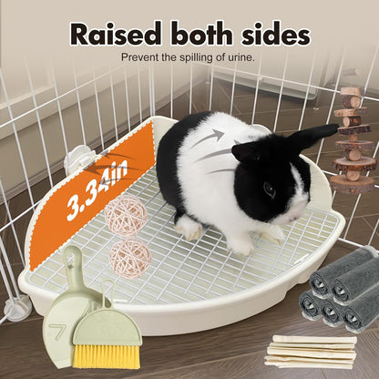 RUBYHOME Rabbit Litter Box Large Bunny Guinea Pig Corner Litter Box Potty Trainer Bigger Pet Pan