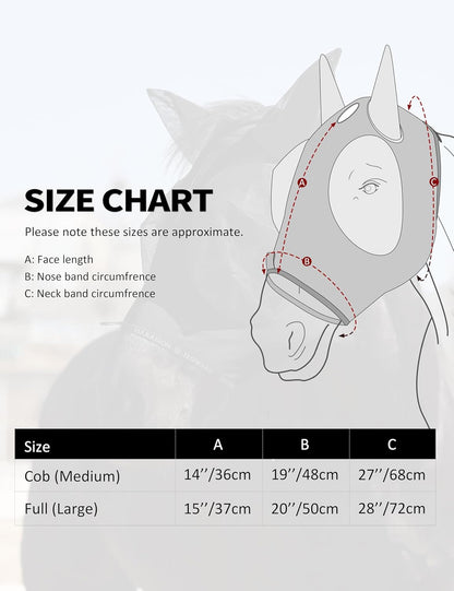 Harrison Howard Horse Fly Mask with Forelock Opening Stretch Breathable and Comfortable for Horses