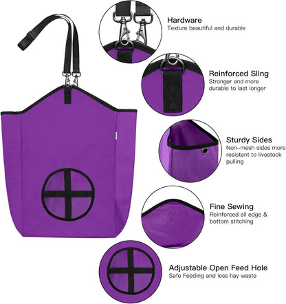 3 Packs Goat Hay Feeder,Hay Bags for Goats,Horses,Sheep,Premium 600D Oxford Cloth,with Metal