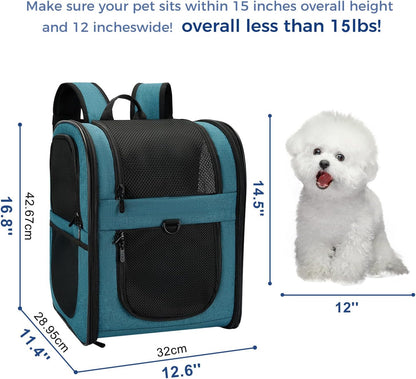 Apollo Walker Dog & Cat Carrier Backpack for 4-15lb Pets - Ventilated Safe Design with Padded Back
