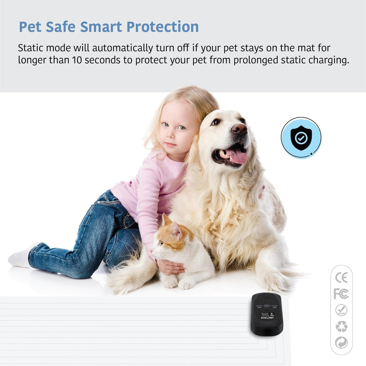 SVD.PET Pet Training Mat with Tester, 48" X 20", Pet Shock Pad, Dogs & Cats Electronic Repellent