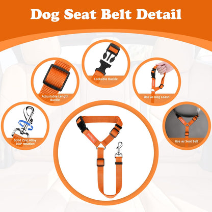 BWOGUE Pet Dog Cat Seat Belts, Car Headrest Restraint Adjustable Safety Leads Vehicle Seatbelt