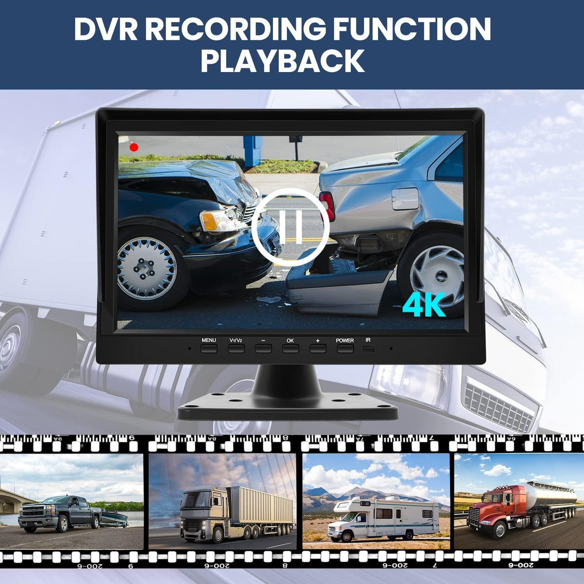 Wired Backup Camera System with 10.1?™â€?IPS Monitor for Truck RV Trailer Bus, Rear View Camera