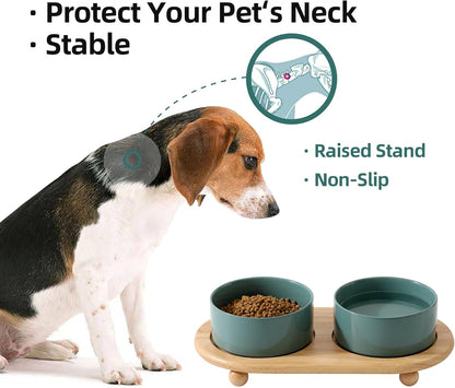 Ceramic Elevated Dog Bowls, Food and Water Bowls for Dogs, Puppy, Raised Dog Dish, Pet