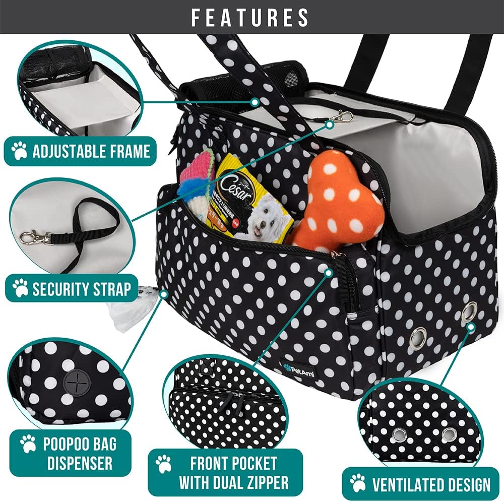 PetAmi Small Dog Purse Carrier, Soft-Sided Pet Carrier Bag with Pockets, Portable Puppy Cat Travel