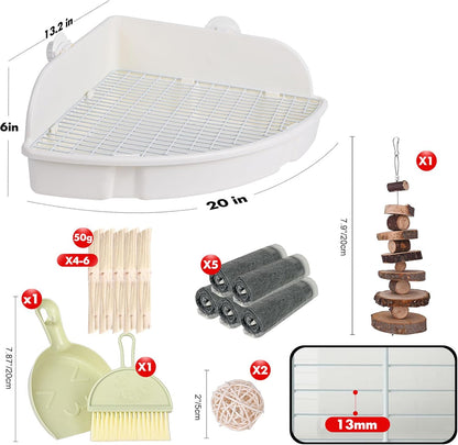 RUBYHOME Rabbit Litter Box Large Bunny Guinea Pig Corner Litter Box Potty Trainer Bigger Pet Pan