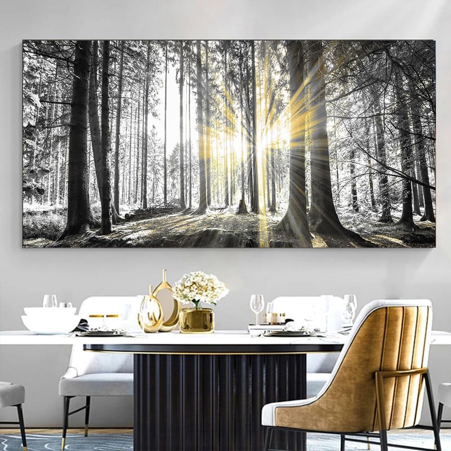 Yxbhhym-Bedroom Wall Art Decor for Living Room Large Canvas Prints Art Black and White Forest Wall