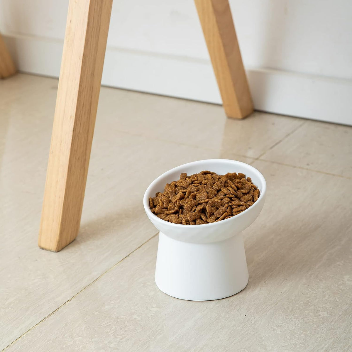 Ceramic Raised Cat Bowls, Elevated Tilted Cat Food and Water Bowls Set, Porcelain Stress Free Pet
