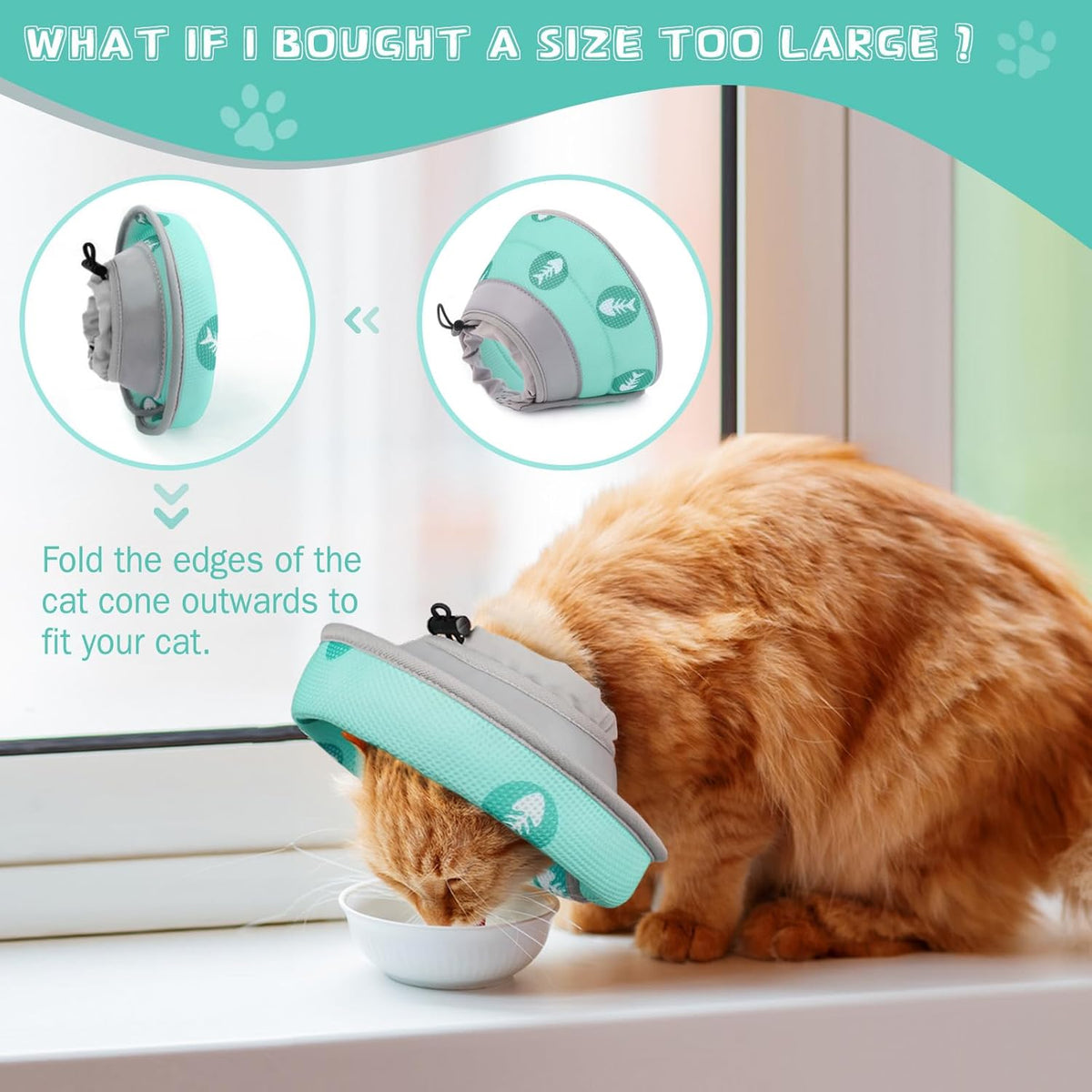 Cat Cone Collar Soft to Stop Licking After Surgery Cat Recovery Collar for Small Large Cats