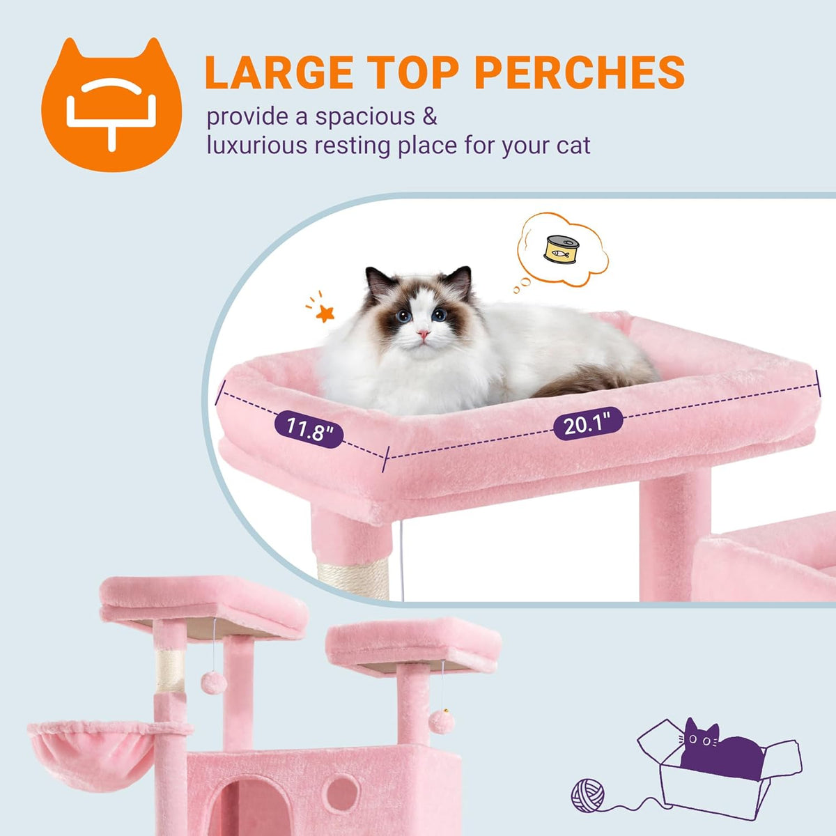 Allewie 81 Inches Tall Cat Tree/Multi-Level Large Climbing Tree House and Towers for Big