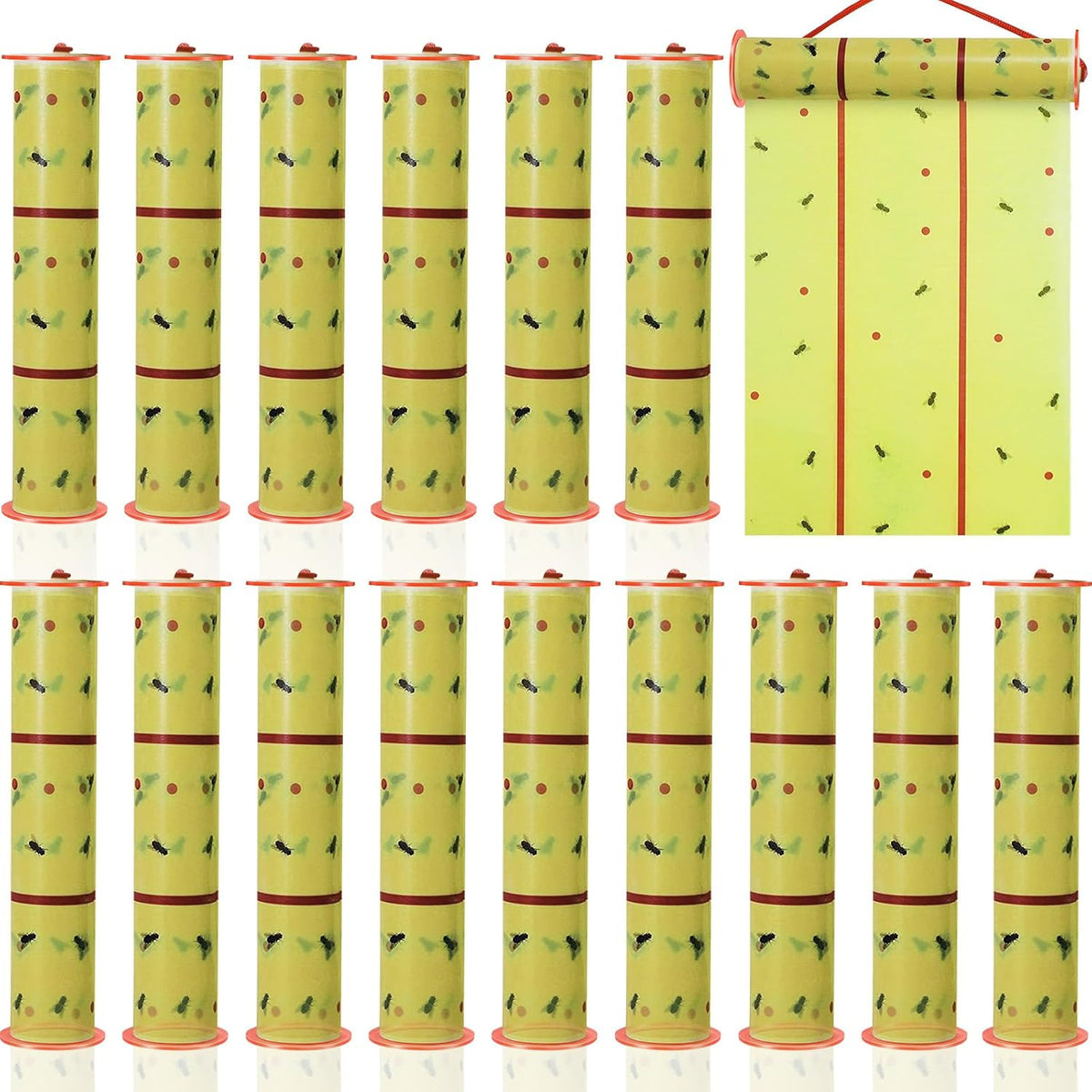 Qualirey Giant Sticky Fly Traps,30 Feet Fly Strips for Indoor Outdoor Hanging Flying Tapes Non