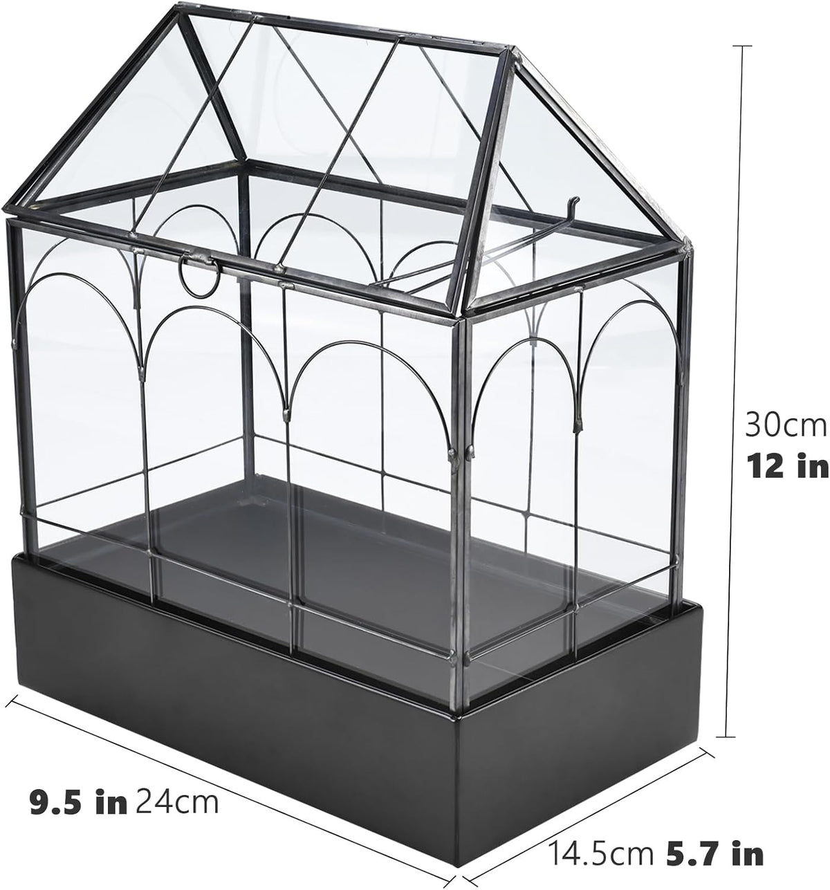 HighFree Glass Terrarium with Metal Tray, Glass Greenhouse Terrarium Kit for Succulents, Cacti