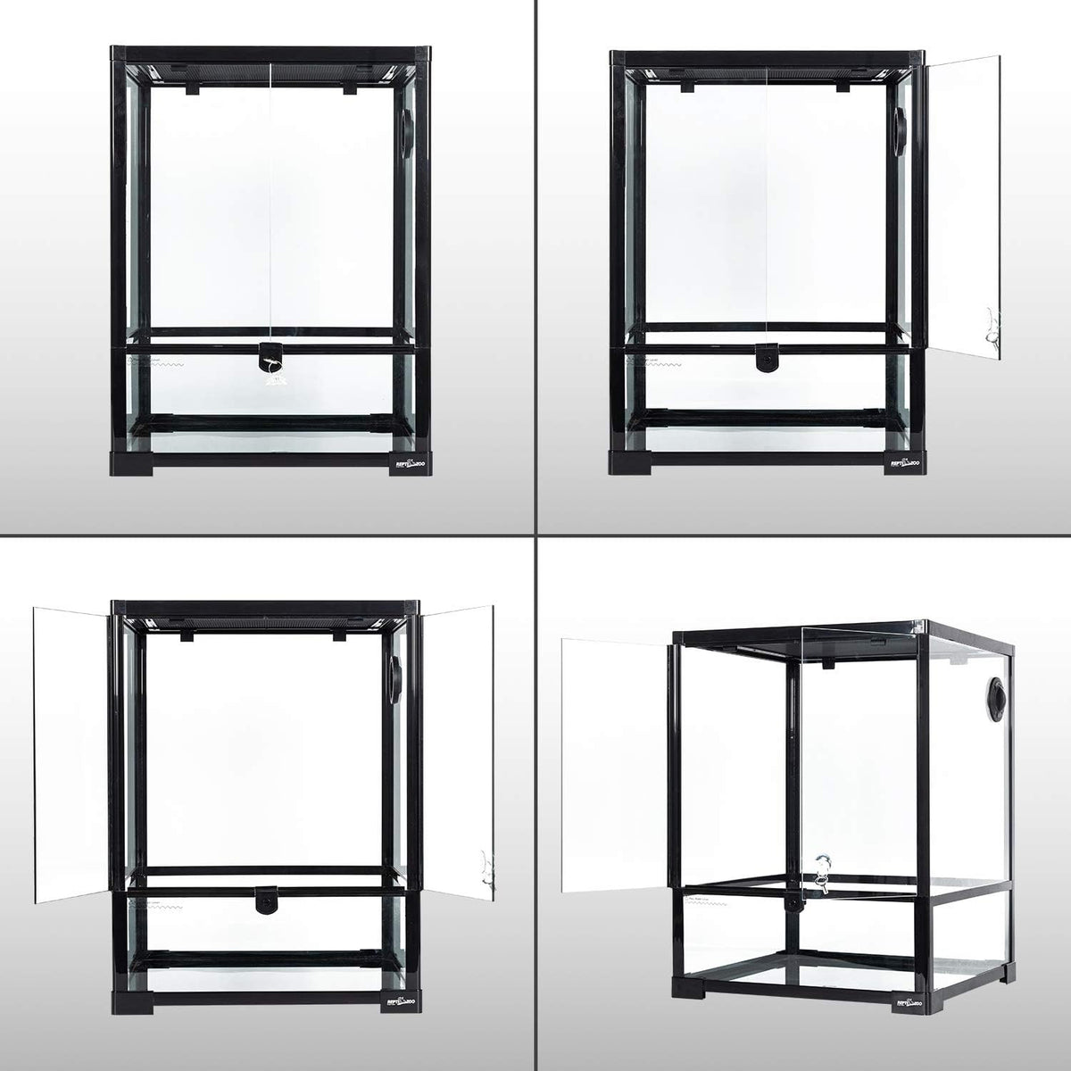 REPTI ZOO Reptile Glass Terrarium, 18" x 18" x 24" Knock-Down Reptile Habitat Tank with Double