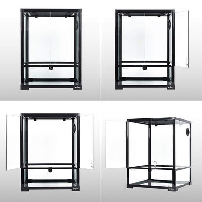 REPTI ZOO Reptile Glass Terrarium, 18" x 18" x 24" Knock-Down Reptile Habitat Tank with Double