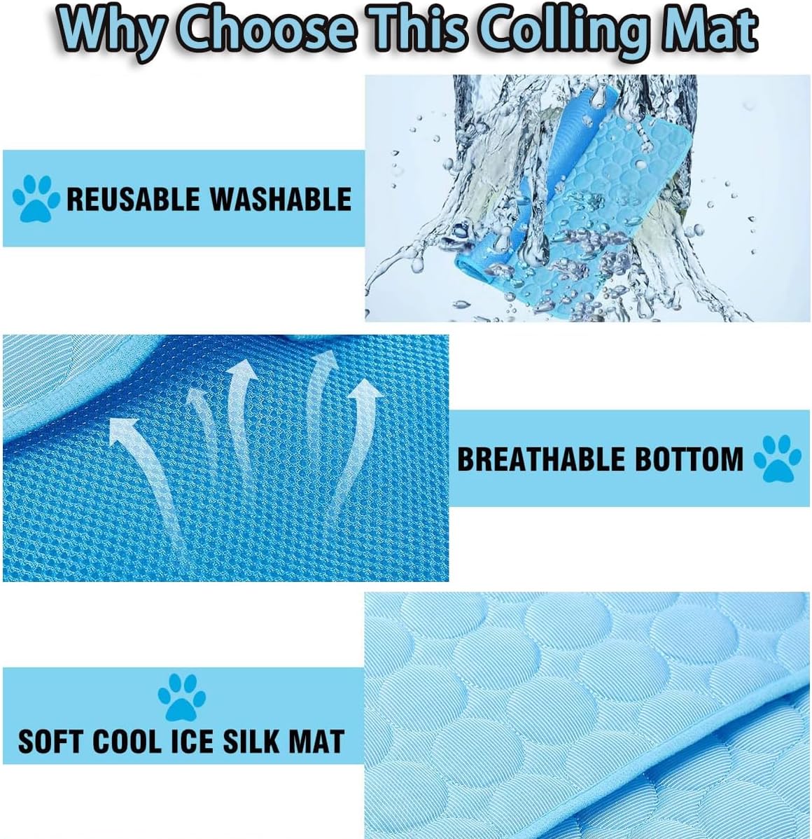 Dog Cooling Mat, 2025 Upgraded Cooling Blanket for Dogs, Washable Cool Mat for Dogs for Summer