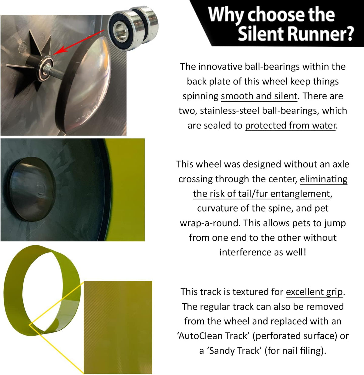Silent Runner 12" Wide + Cage Attachment - Silent, Fast, Durable Exercise Wheel - Sugar Gliders