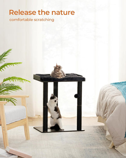 FourFurPets 26.7in Cat Tree Tower Condo, Cat Scratch Posts for Indoor Cats, Big Plate, Three 23.6in