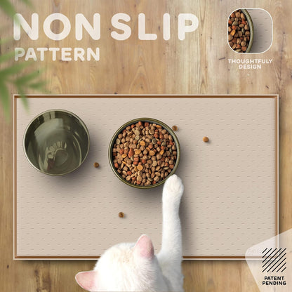 Dog Food Mat - 28x18 Raised Edges Dogs Mat for Food and Water Prevent Spill, Waterproof Cat Food