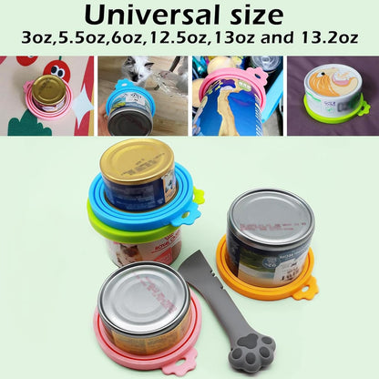 Food Can Spoon & Lids, One Multi-Functional Opener Spatula, 4 PCS BPA Free Silicone Universal Can